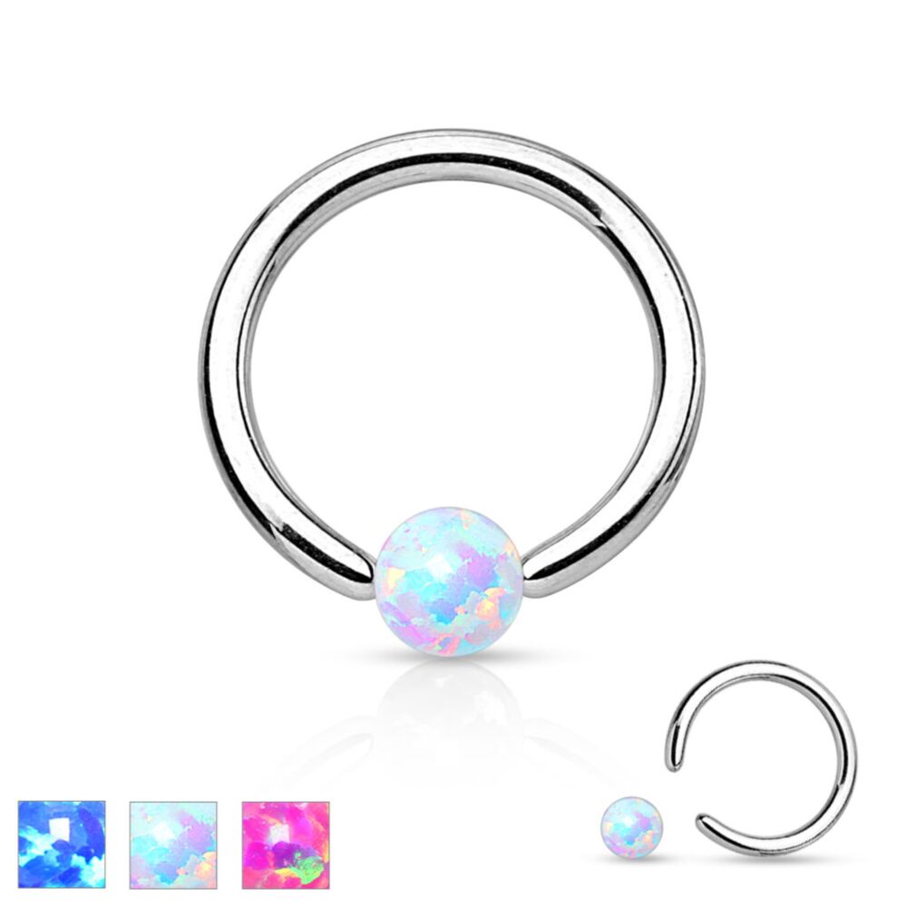 Synthetic Opal Stone 316L Surgical Steel Captive Bead Ring