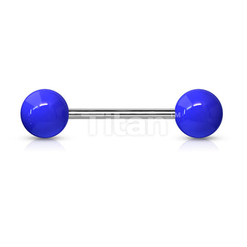 Implant Grade Titanium Externally Threaded Barbell With Solid Color Acrylic Balls - Image 3