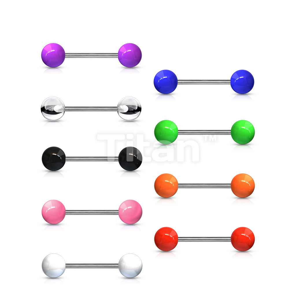 Implant Grade Titanium Externally Threaded Barbell With Solid Color Acrylic Balls - Image 12