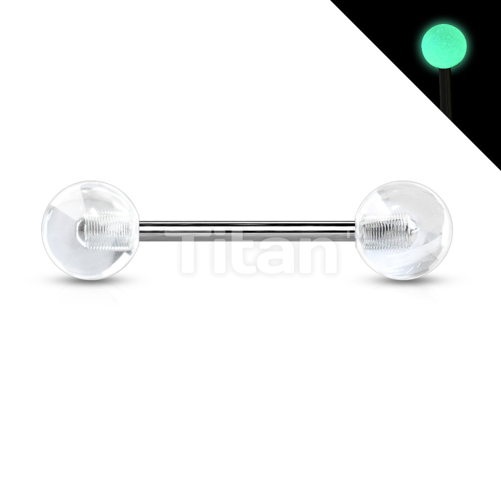 Implant Grade Titanium Externally Threaded Barbell With Glow In The Dark Acrylic Balls - Image 4