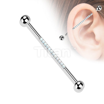 Implant Grade Titanium Externally Threaded Industrial Barbell With CNC Set CZs or Opals on Bar - Image 7