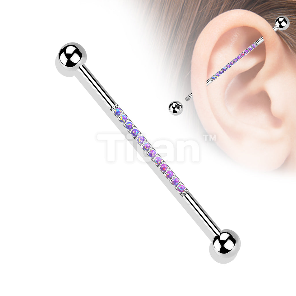 Implant Grade Titanium Externally Threaded Industrial Barbell With CNC Set CZs or Opals on Bar - Image 8
