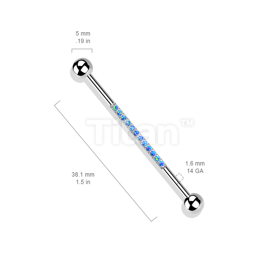 Implant Grade Titanium Externally Threaded Industrial Barbell With CNC Set CZs or Opals on Bar - Image 9