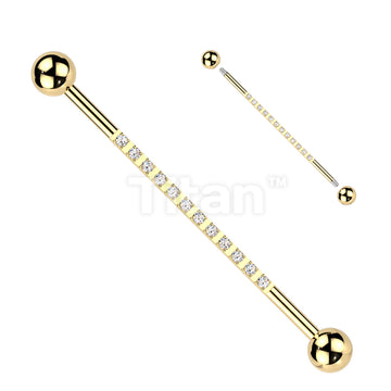 Implant Grade Titanium Externally Threaded Industrial Barbell With CNC Set CZ Lined Bar - Image 3