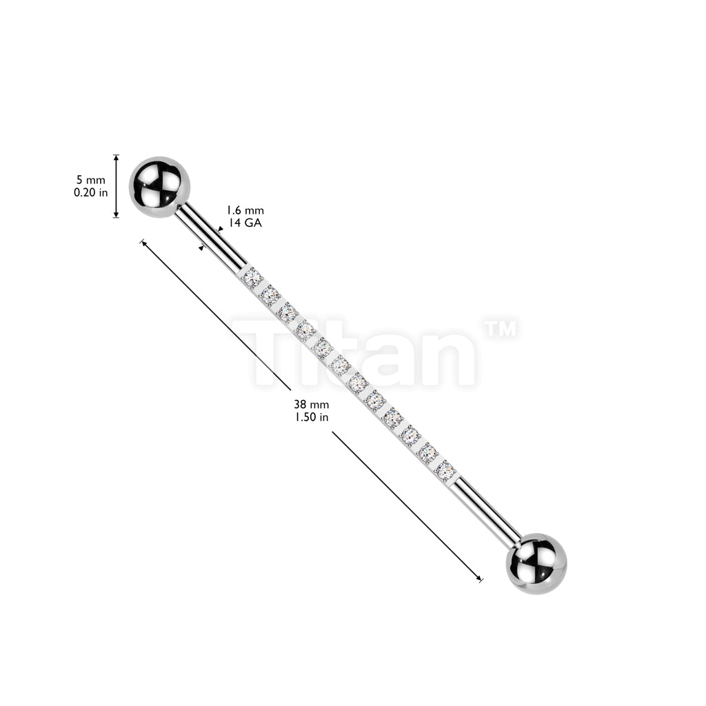 Implant Grade Titanium Externally Threaded Industrial Barbell With CNC Set CZ Lined Bar - Image 4
