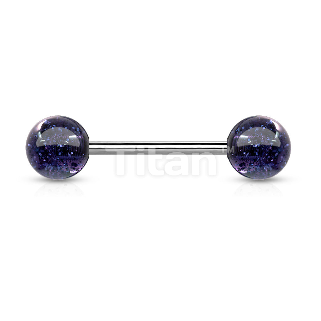 Implant Grade Titanium Externally Threaded Barbell With Ultra Glitter Acrylic Balls - Image 2