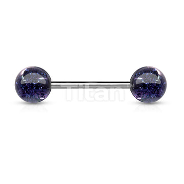 Implant Grade Titanium Externally Threaded Barbell With Ultra Glitter Acrylic Balls - Image 2