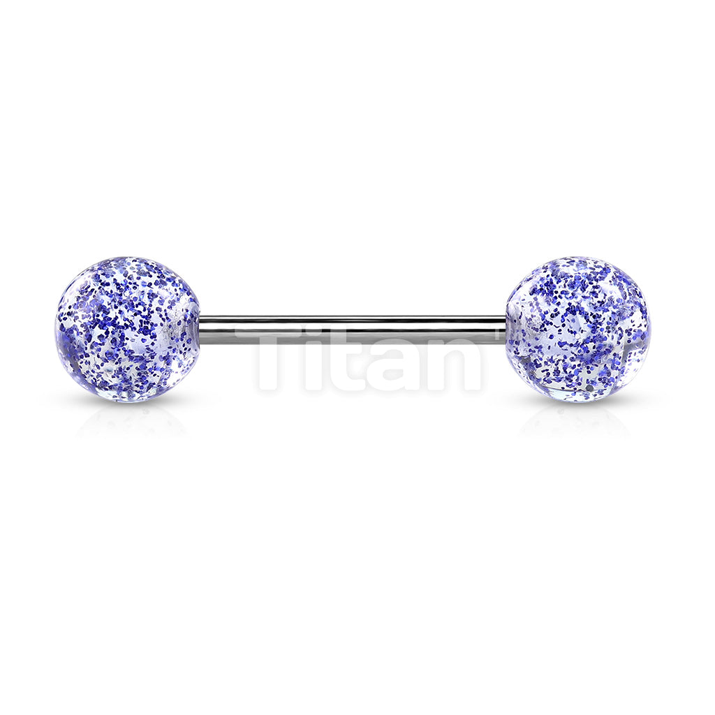 Implant Grade Titanium Externally Threaded Barbell With Ultra Glitter Acrylic Balls - Image 3