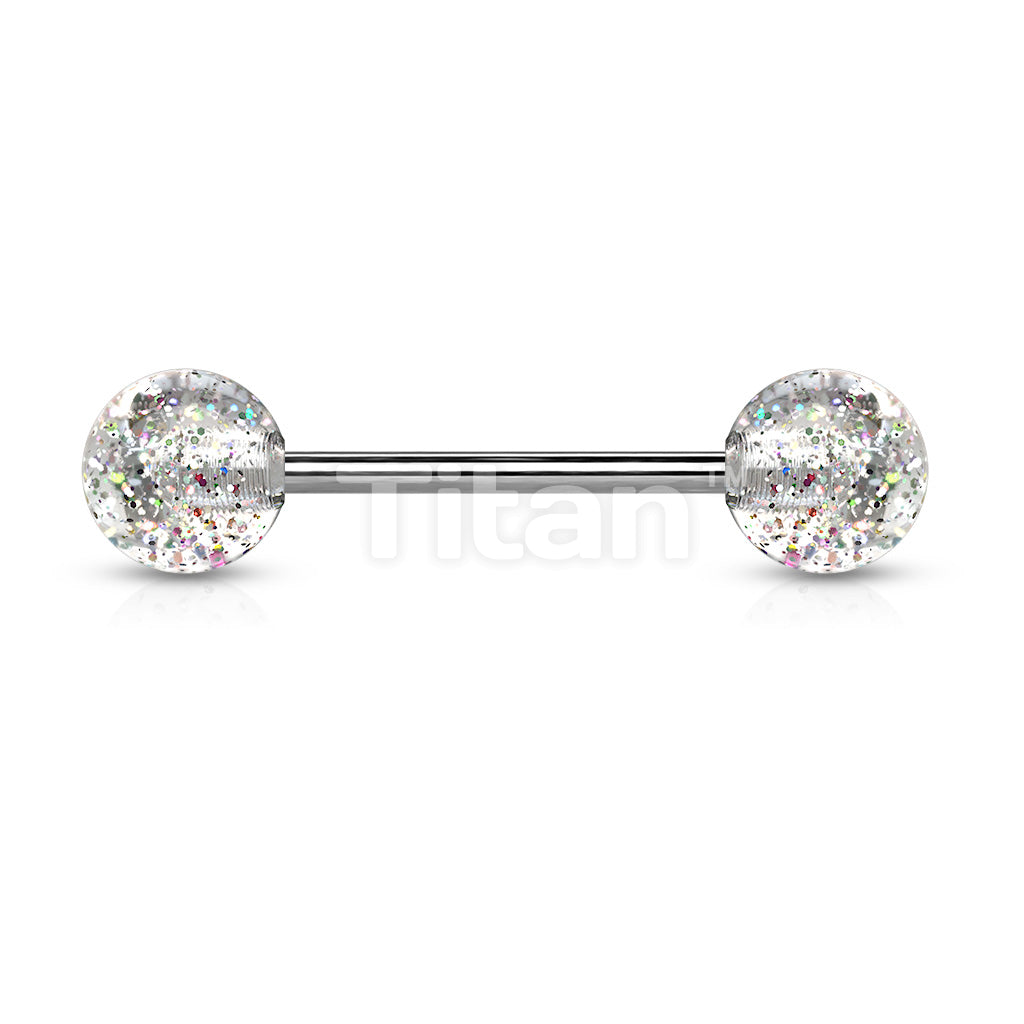 Implant Grade Titanium Externally Threaded Barbell With Ultra Glitter Acrylic Balls - Image 4