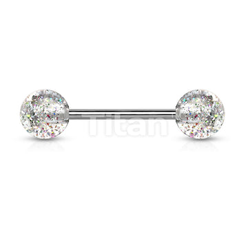 Implant Grade Titanium Externally Threaded Barbell With Ultra Glitter Acrylic Balls - Image 4