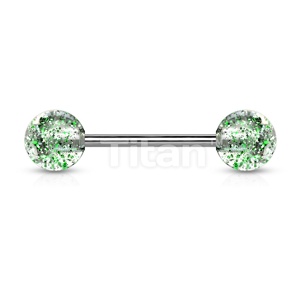 Implant Grade Titanium Externally Threaded Barbell With Ultra Glitter Acrylic Balls - Image 5