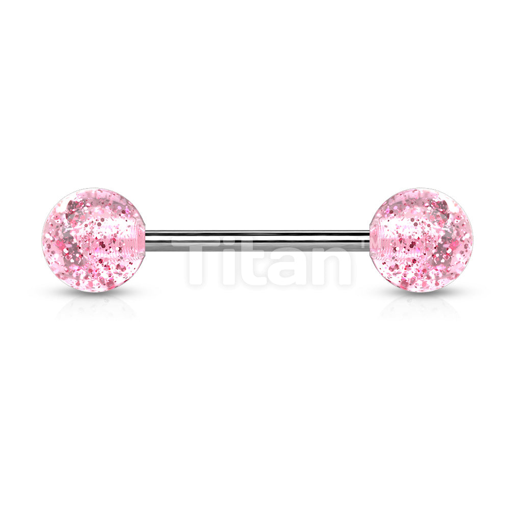 Implant Grade Titanium Externally Threaded Barbell With Ultra Glitter Acrylic Balls - Image 7