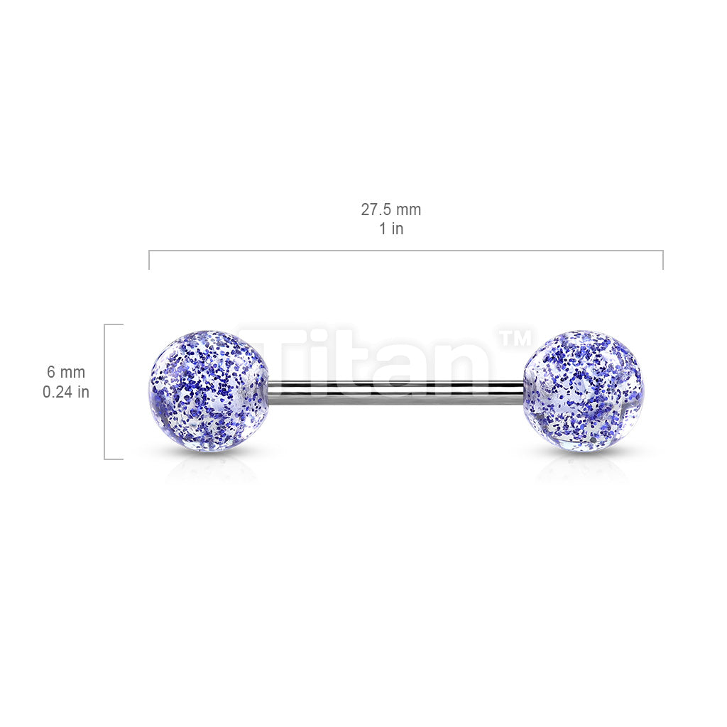 Implant Grade Titanium Externally Threaded Barbell With Ultra Glitter Acrylic Balls - Image 9