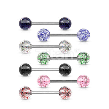 Implant Grade Titanium Externally Threaded Barbell With Ultra Glitter Acrylic Balls - Image 10