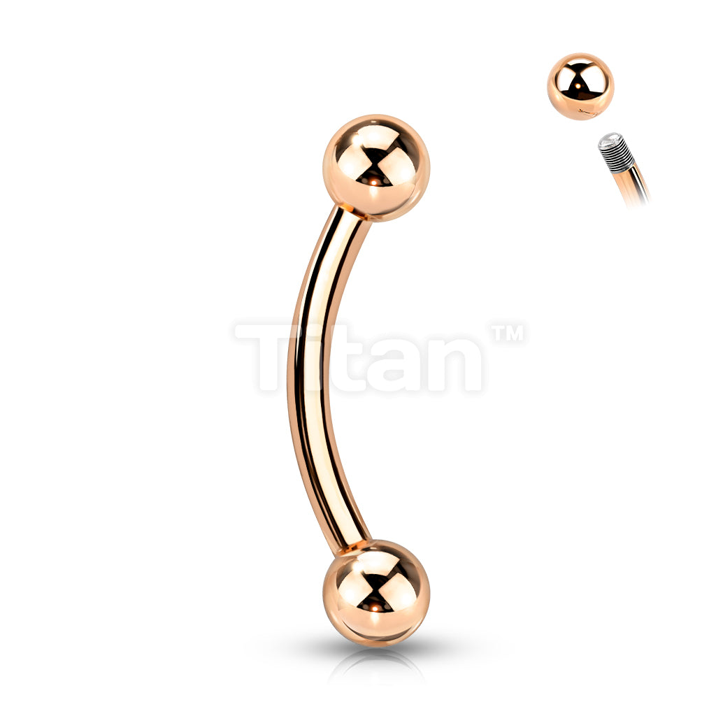 Implant Grade Titanium Externally Threaded PVD Plated Curved Barbell With Basic Ball Ends - Image 5