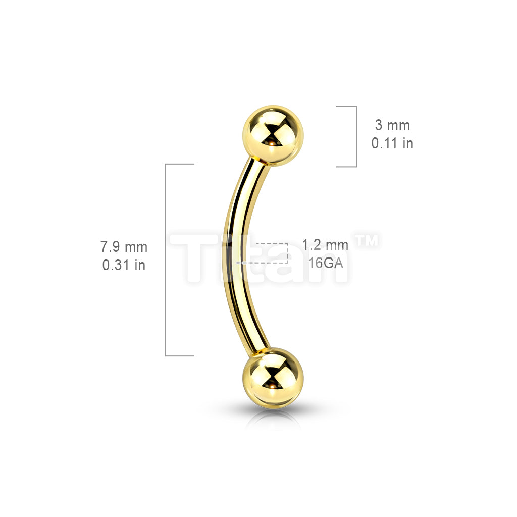 Implant Grade Titanium Externally Threaded PVD Plated Curved Barbell With Basic Ball Ends - Image 7