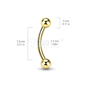 Implant Grade Titanium Externally Threaded PVD Plated Curved Barbell With Basic Ball Ends - Image 7