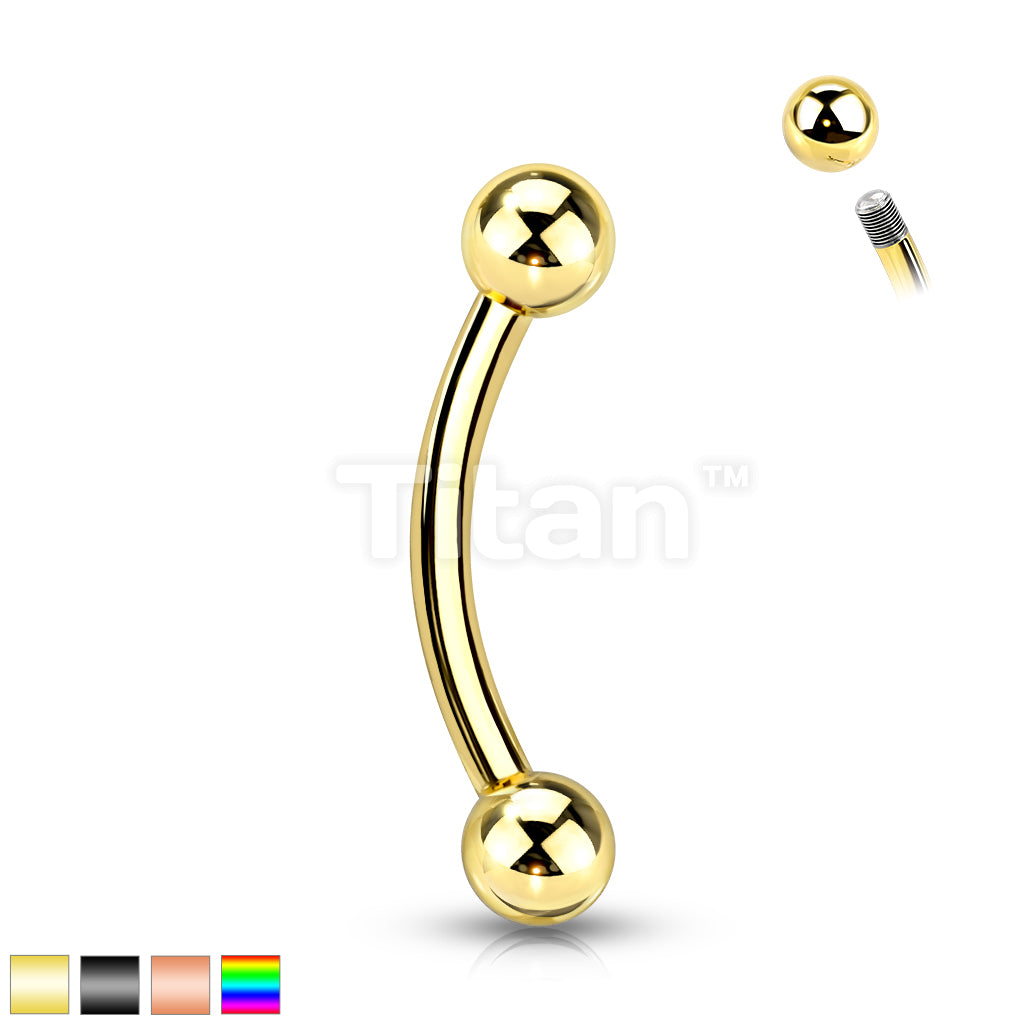 Implant Grade Titanium Externally Threaded PVD Plated Curved Barbell With Basic Ball Ends - Image 2
