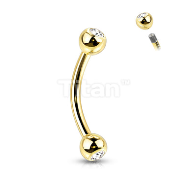 Implant Grade Titanium Externally Threaded PVD Plated Curved Barbell With Press Fit CZ Ball Ends - Image 3