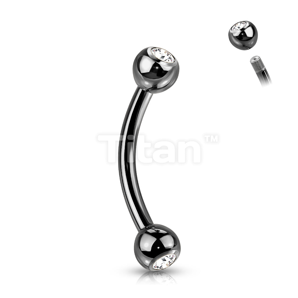 Implant Grade Titanium Externally Threaded PVD Plated Curved Barbell With Press Fit CZ Ball Ends - Image 4