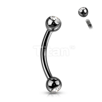 Implant Grade Titanium Externally Threaded PVD Plated Curved Barbell With Press Fit CZ Ball Ends - Image 4