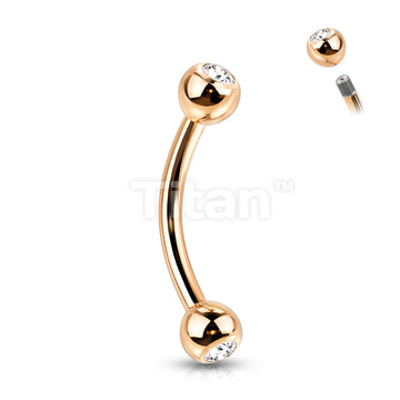 Implant Grade Titanium Externally Threaded PVD Plated Curved Barbell With Press Fit CZ Ball Ends - Image 5