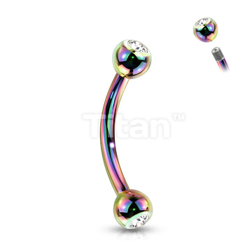 Implant Grade Titanium Externally Threaded PVD Plated Curved Barbell With Press Fit CZ Ball Ends - Image 6