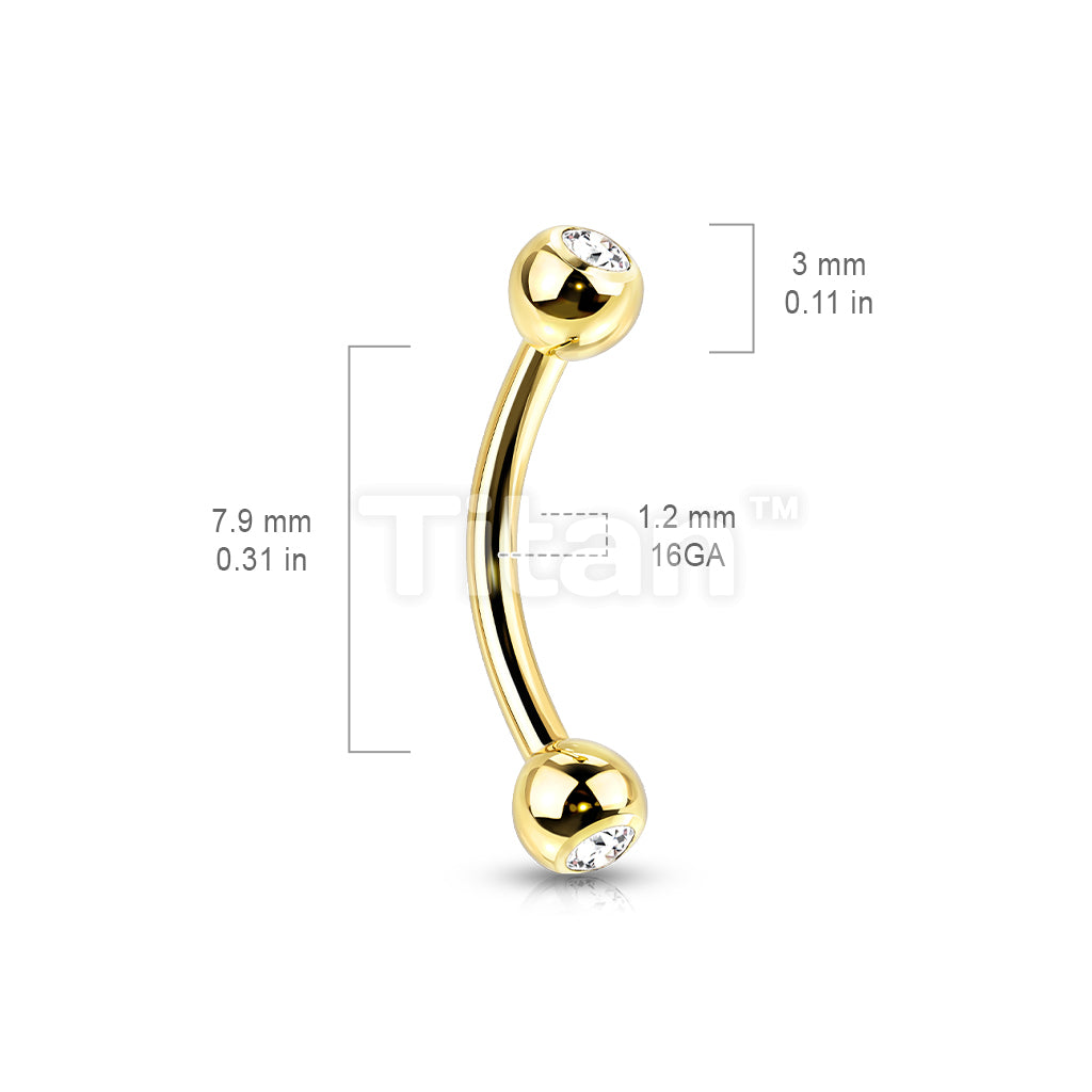 Implant Grade Titanium Externally Threaded PVD Plated Curved Barbell With Press Fit CZ Ball Ends - Image 7