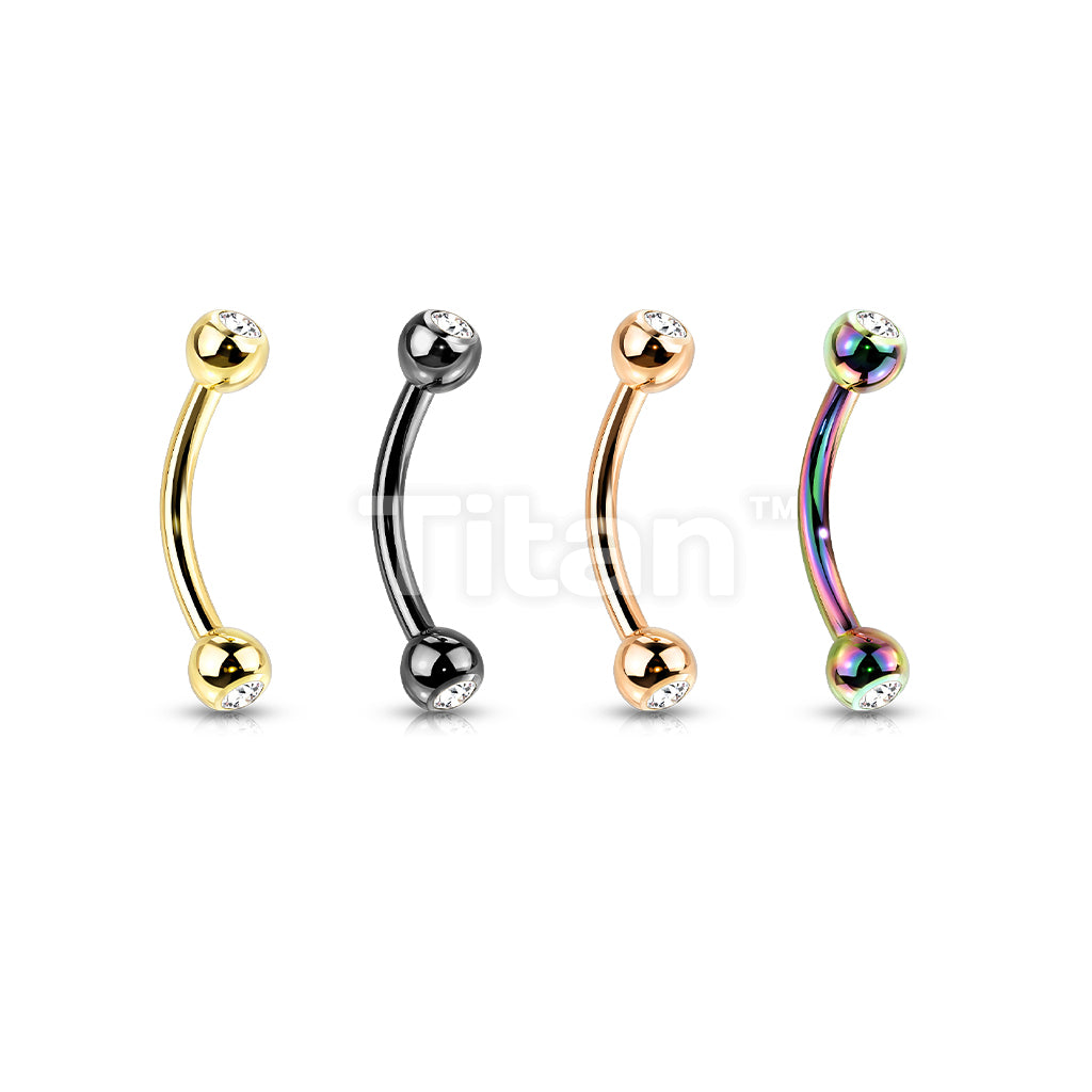 Implant Grade Titanium Externally Threaded PVD Plated Curved Barbell With Press Fit CZ Ball Ends - Image 8