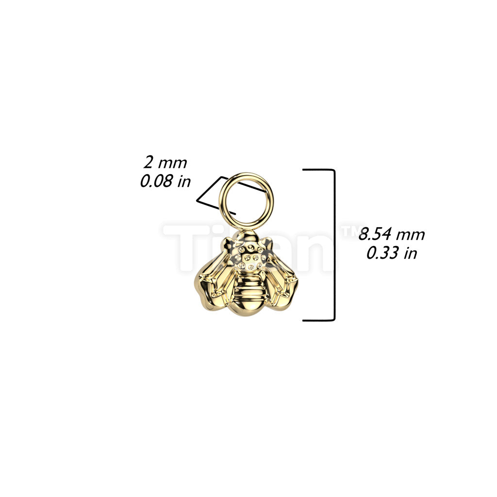 ASTM F136 Titanium Implant Grade Titanium Dangle Bee Charm for Hoops,... - Image 4
