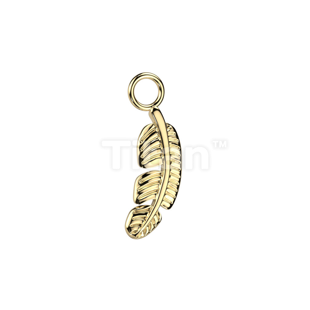 Implant Grade Titanium Dangle Leaf Charm for Hoops, Studs and More - Image 2