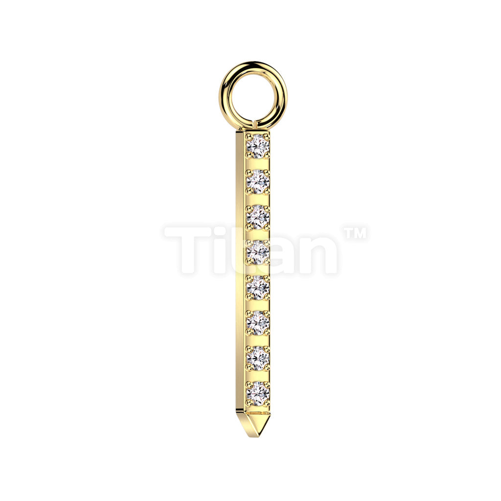 ASTM F136 Titanium Implant Grade Titanium Dangle CZ Pave Bar for Hoops,... - Image 2