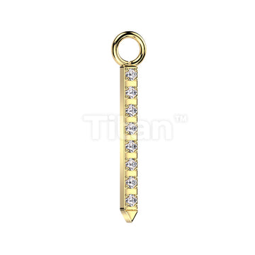 ASTM F136 Titanium Implant Grade Titanium Dangle CZ Pave Bar for Hoops,... - Image 2