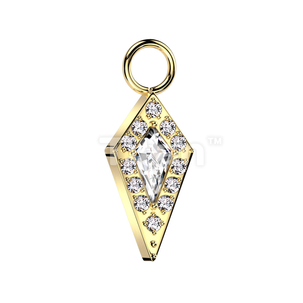 ASTM F136 Titanium Implant Grade Titanium Dangle CZ Pave Spear Charm... - Image 2