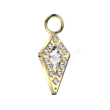 ASTM F136 Titanium Implant Grade Titanium Dangle CZ Pave Spear Charm... - Image 2