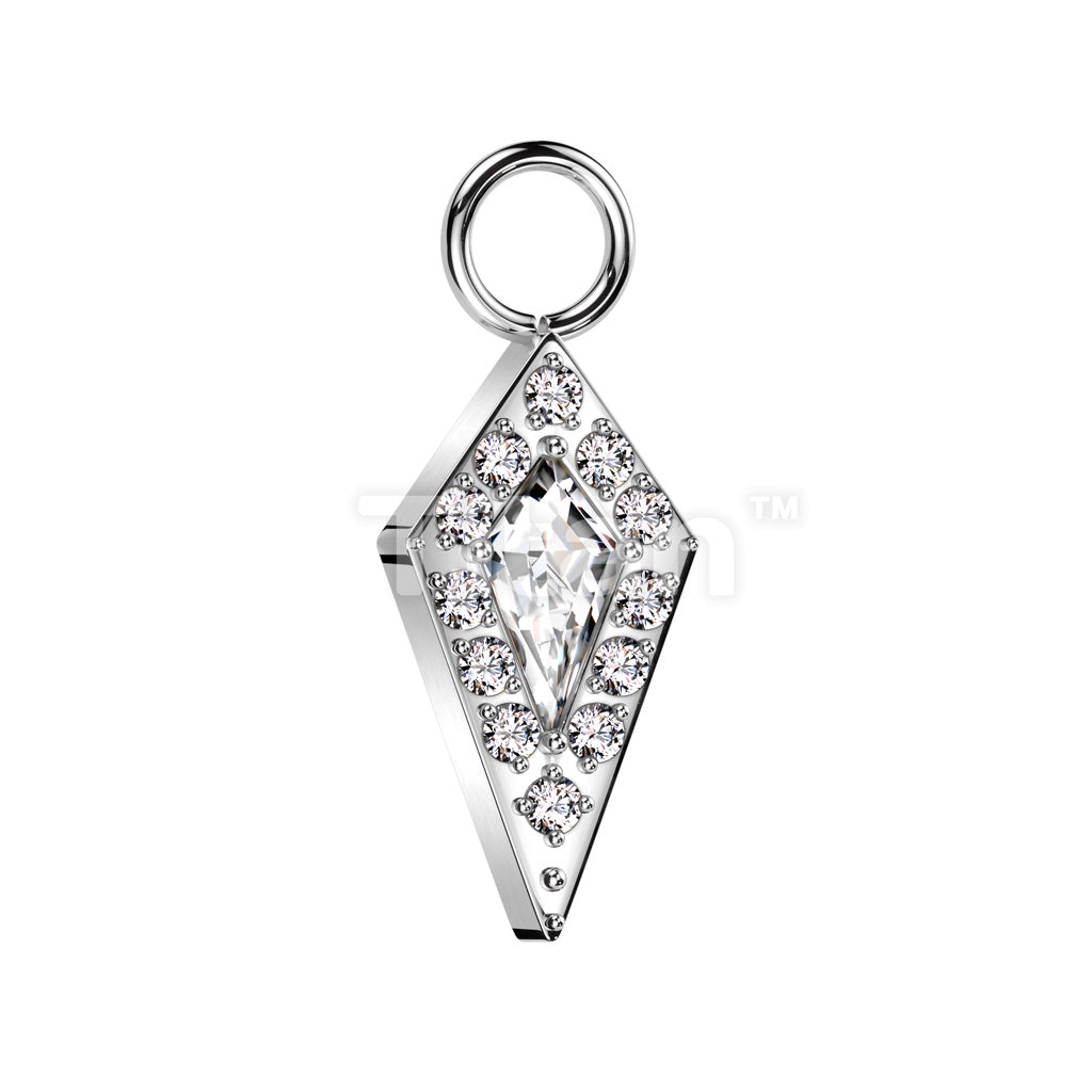 Implant Grade Titanium Dangle CZ Pave Spear Charm for Hoops, Studs and More - Image 3