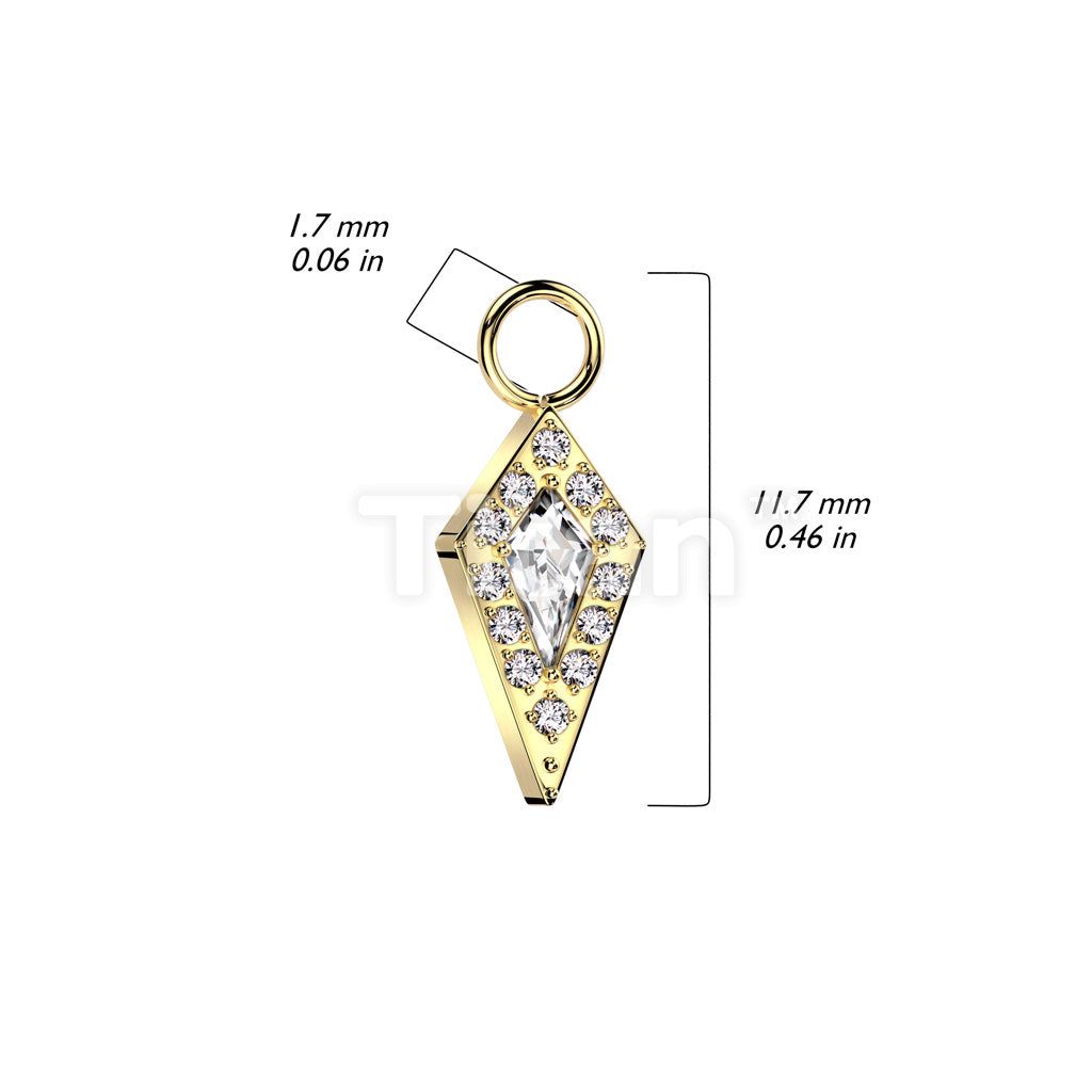 Implant Grade Titanium Dangle CZ Pave Spear Charm for Hoops, Studs and More - Image 4