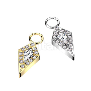 Implant Grade Titanium Dangle CZ Pave Spear Charm for Hoops, Studs and More