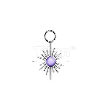 Titanium Dangle Charm Starburst With Natural Stone Center for Hoops, Studs and More - Image 2