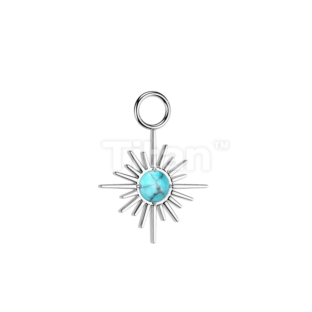 Titanium Dangle Charm Starburst With Natural Stone Center for Hoops, Studs and More - Image 5