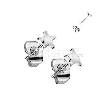 Pair of Implant Grade Titanium Earring Stud With Flat Star Shaped Top - Image 3
