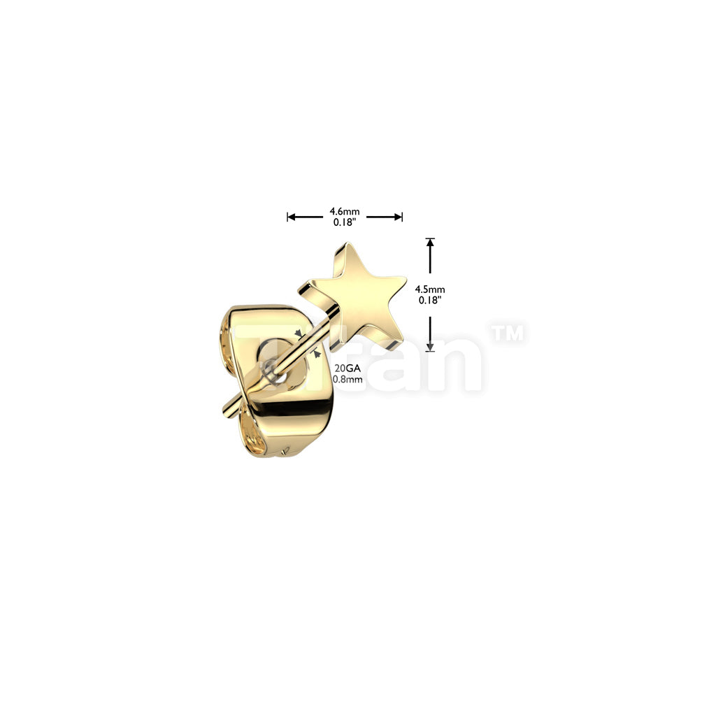 Pair of Implant Grade Titanium Earring Stud With Flat Star Shaped Top - Image 4
