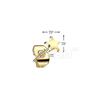 Pair of Implant Grade Titanium Earring Stud With Flat Star Shaped Top - Image 4