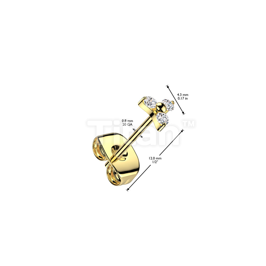Pair of Implant Grade Titanium Prong Set Earrings With Trinity CZ  - Image 4
