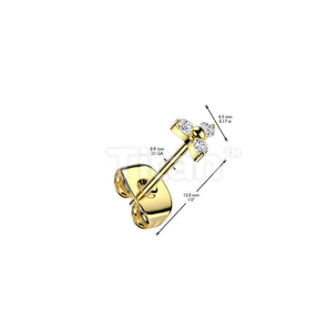 Pair of Implant Grade Titanium Prong Set Earrings With Trinity CZ  - Image 4