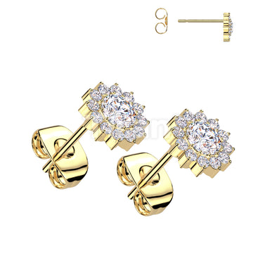 Pair of Implant Grade Titanium CZ Flower Earrings - Image 2