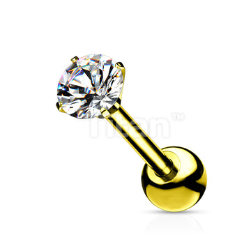 Implant Grade Titanium Cartilage, Tragu Barbell with Prong Set CZ - Image 5