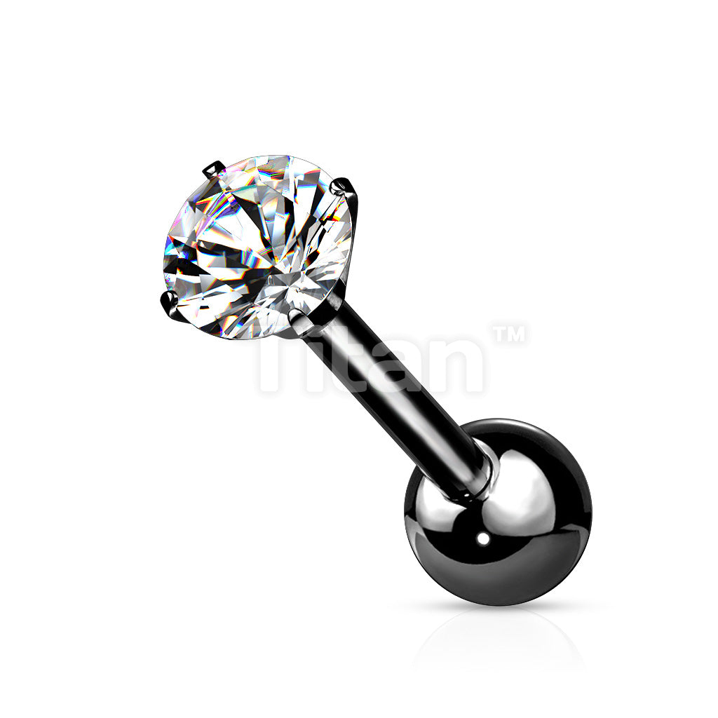 Implant Grade Titanium Cartilage, Tragu Barbell with Prong Set CZ - Image 6