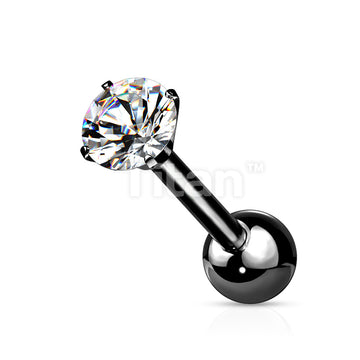 Implant Grade Titanium Cartilage, Tragu Barbell with Prong Set CZ - Image 6