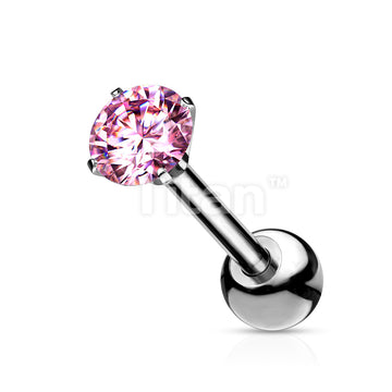 Implant Grade Titanium Cartilage, Tragu Barbell with Prong Set CZ - Image 7